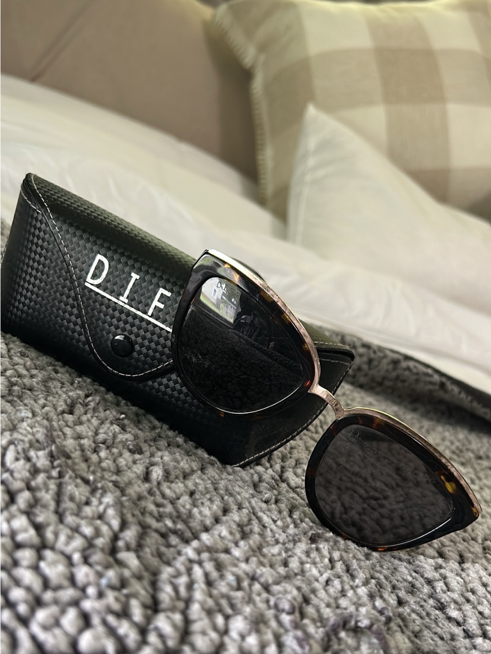 DIFF Tortoiseshell Sunglasses with Black Lenses GOLD accents